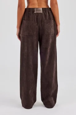 Suede Wide Leg Trouser - Chocolate
