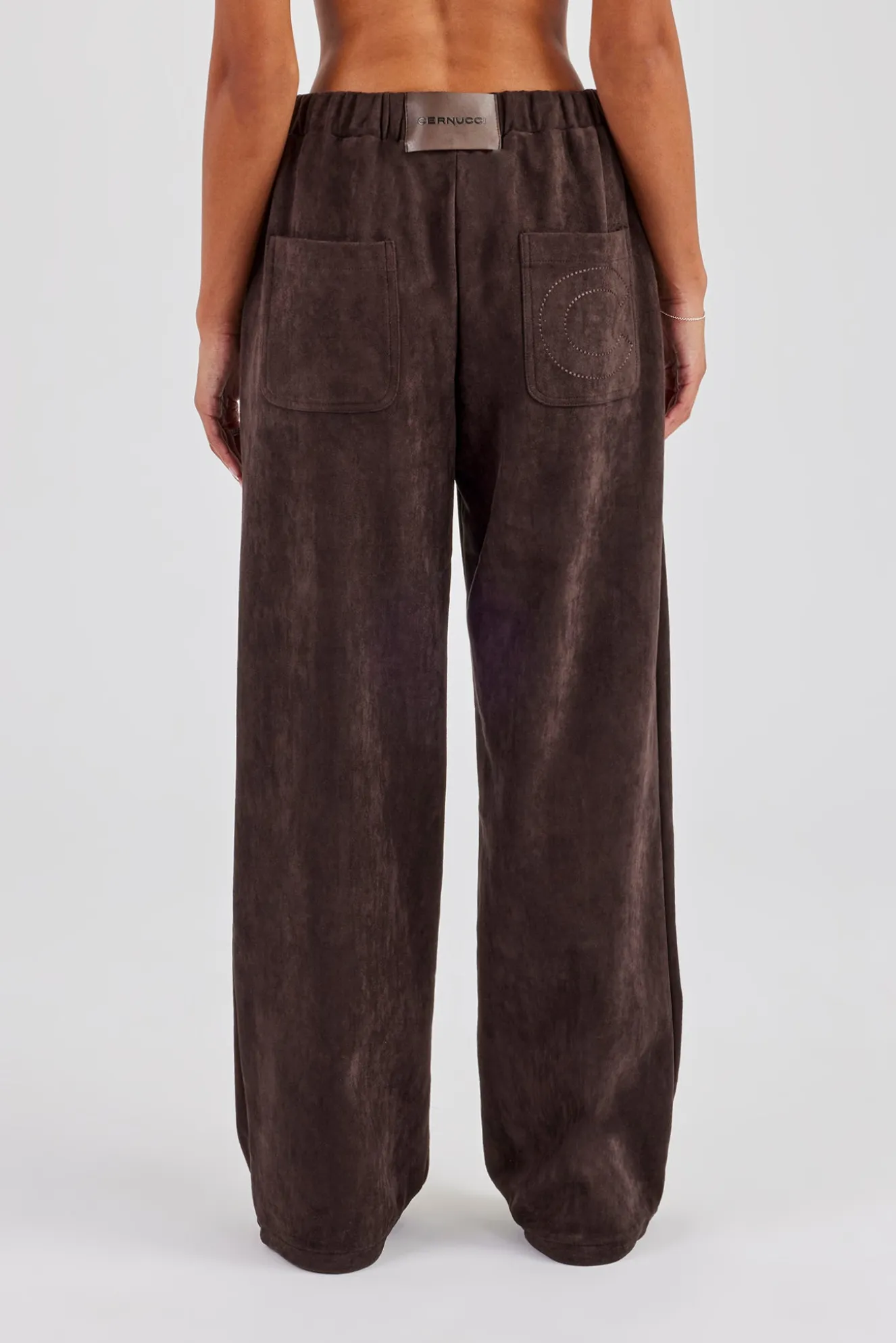 Suede Wide Leg Trouser - Chocolate