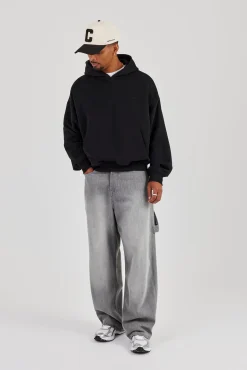 Super Baggy Carpenter Detail Jeans - Washed Grey