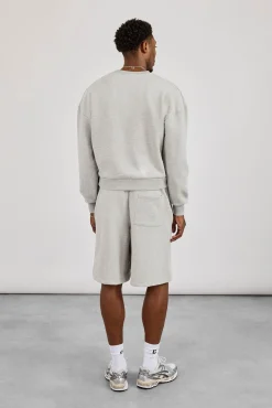 Sweater & Embroidered Jersey Jort - Grey Marl