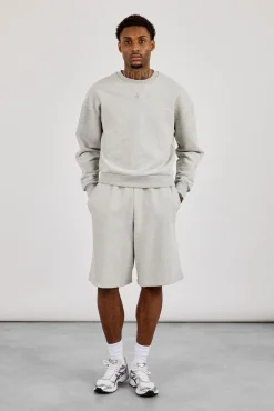 Sweater & Embroidered Jersey Jort - Grey Marl