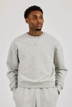 Sweater & Embroidered Jersey Jort - Grey Marl
