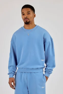 Sweater With Micro Branding - Riviera Blue