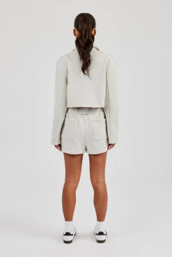 Tailored Harrington Jacket & Embroidered Short - Ash Grey