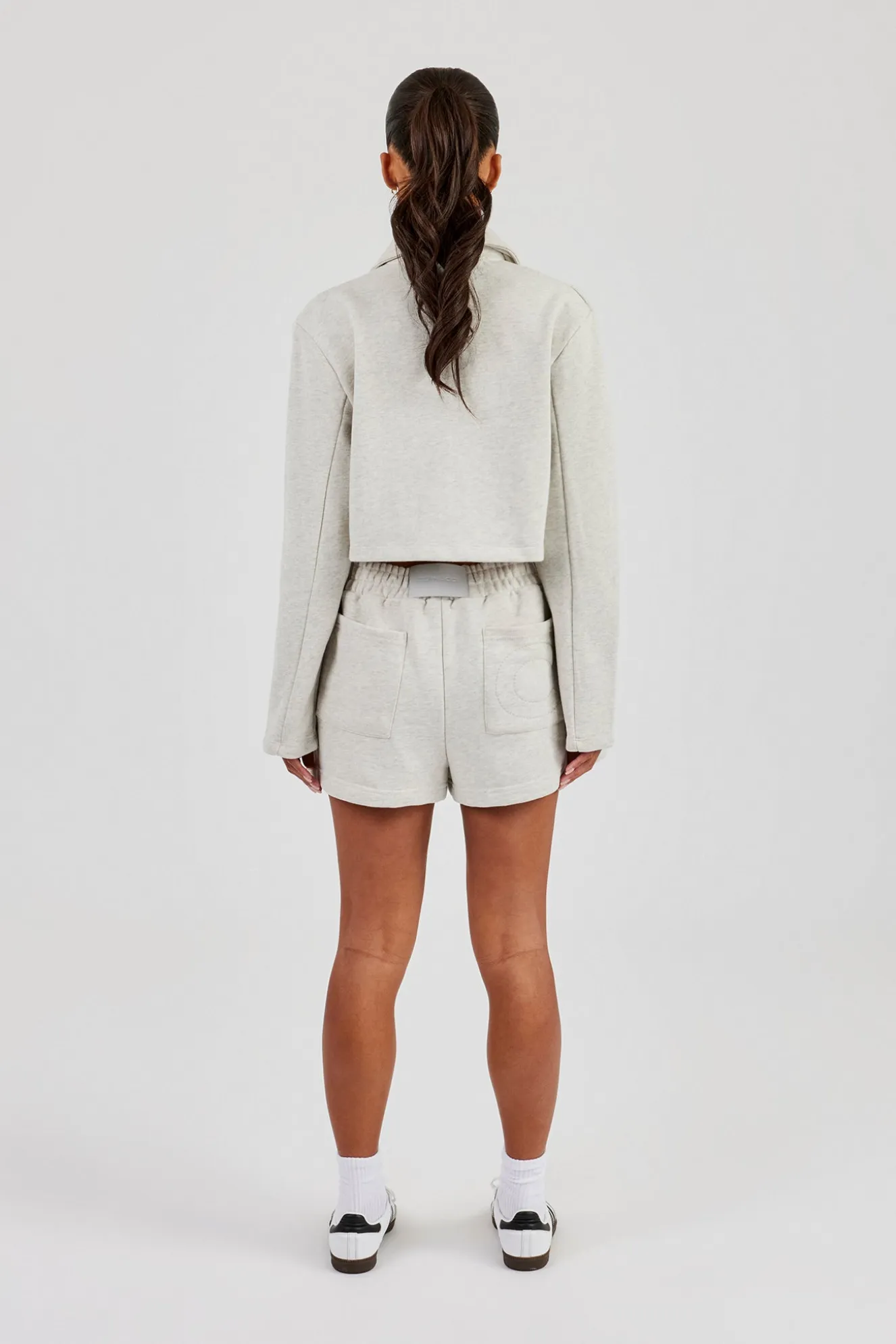 Tailored Harrington Jacket & Embroidered Short - Ash Grey
