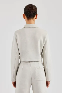 Tailored Jersey Cropped Harrington Jacket - Ash Grey