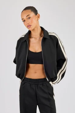 Taping Collared Bomber Jacket - Black