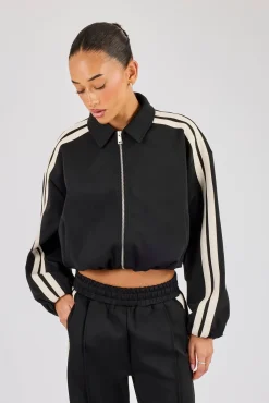 Taping Collared Bomber Jacket - Black