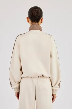 Taping Contrast Collar Track Jacket - Off White
