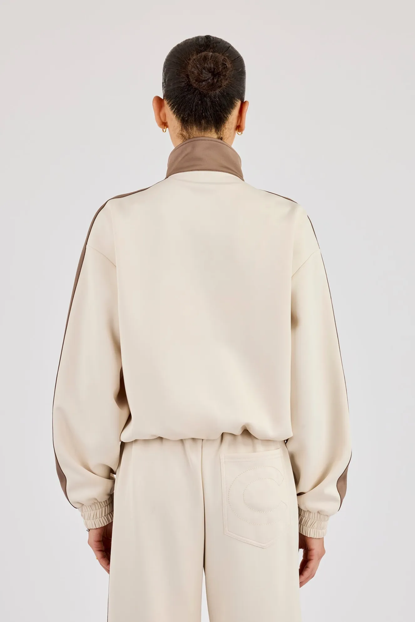 Taping Contrast Collar Track Jacket - Off White