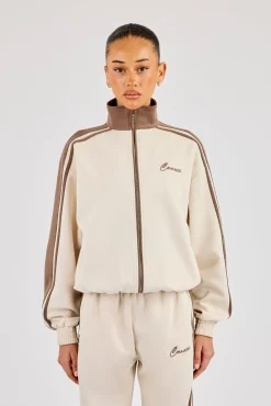 Taping Contrast Collar Track Jacket - Off White