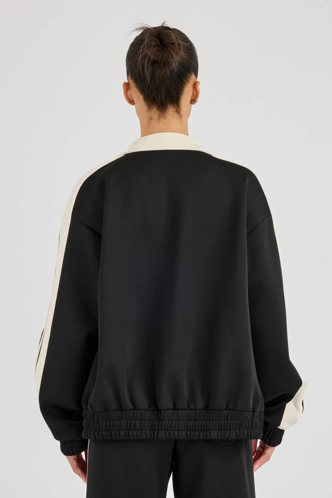 Taping Contrast Collar Track Jacket - Black