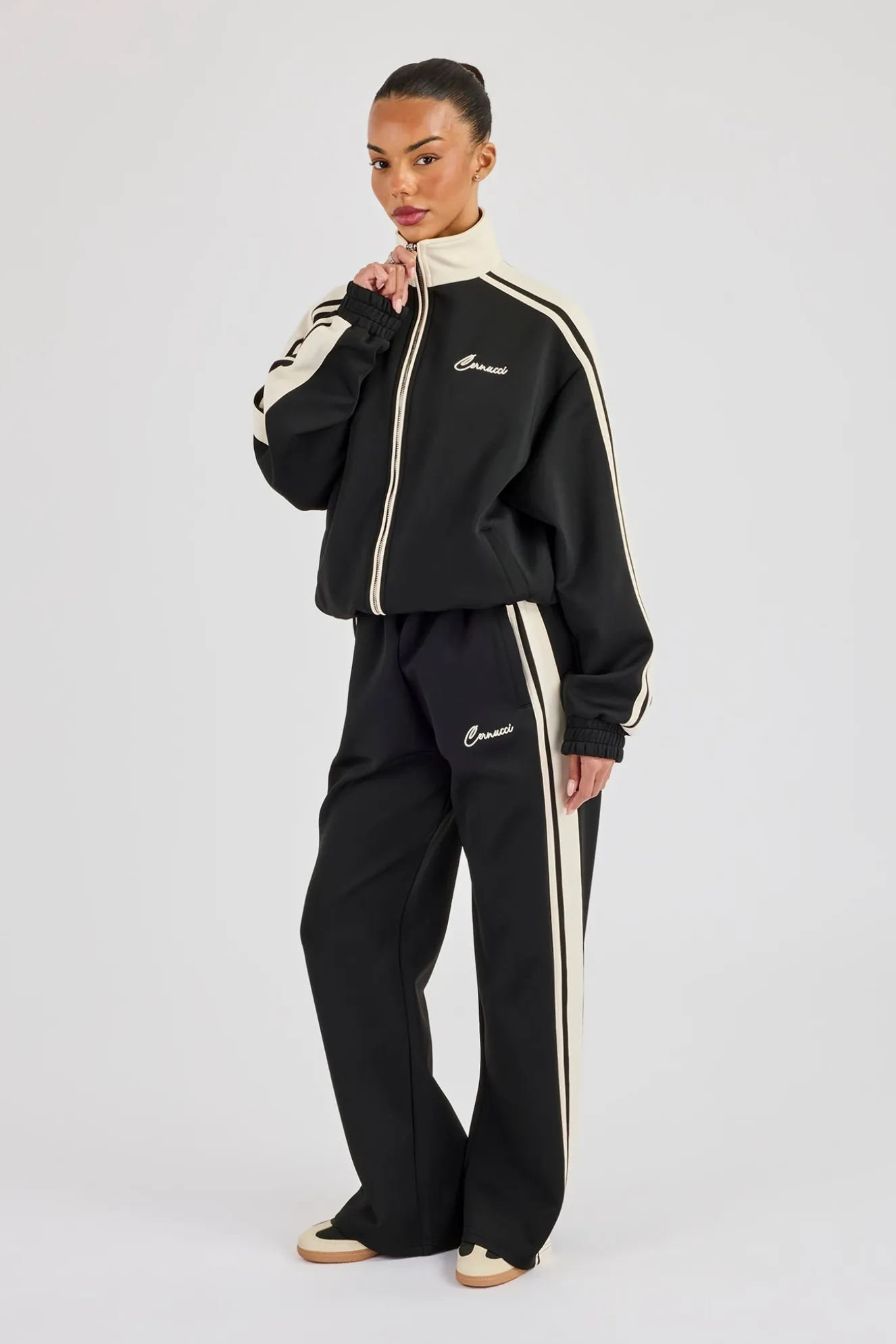 Taping Contrast Track Jacket & Pant - Black