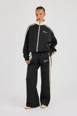 Taping Contrast Track Jacket & Pant - Black