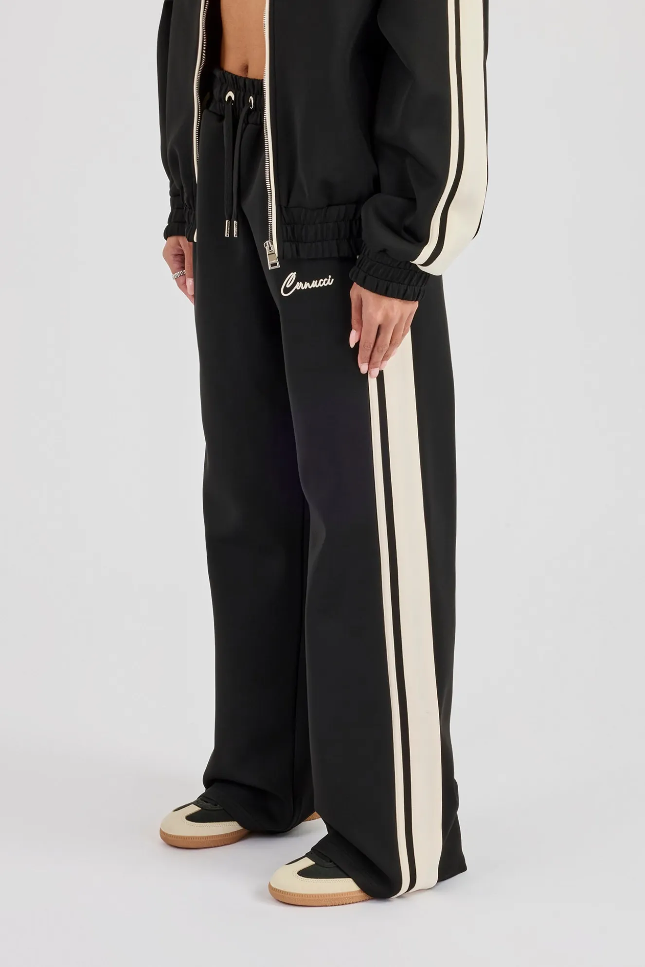 Taping Contrast Waistband Track Pant - Black