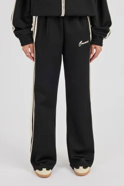 Taping Contrast Waistband Track Pant - Black