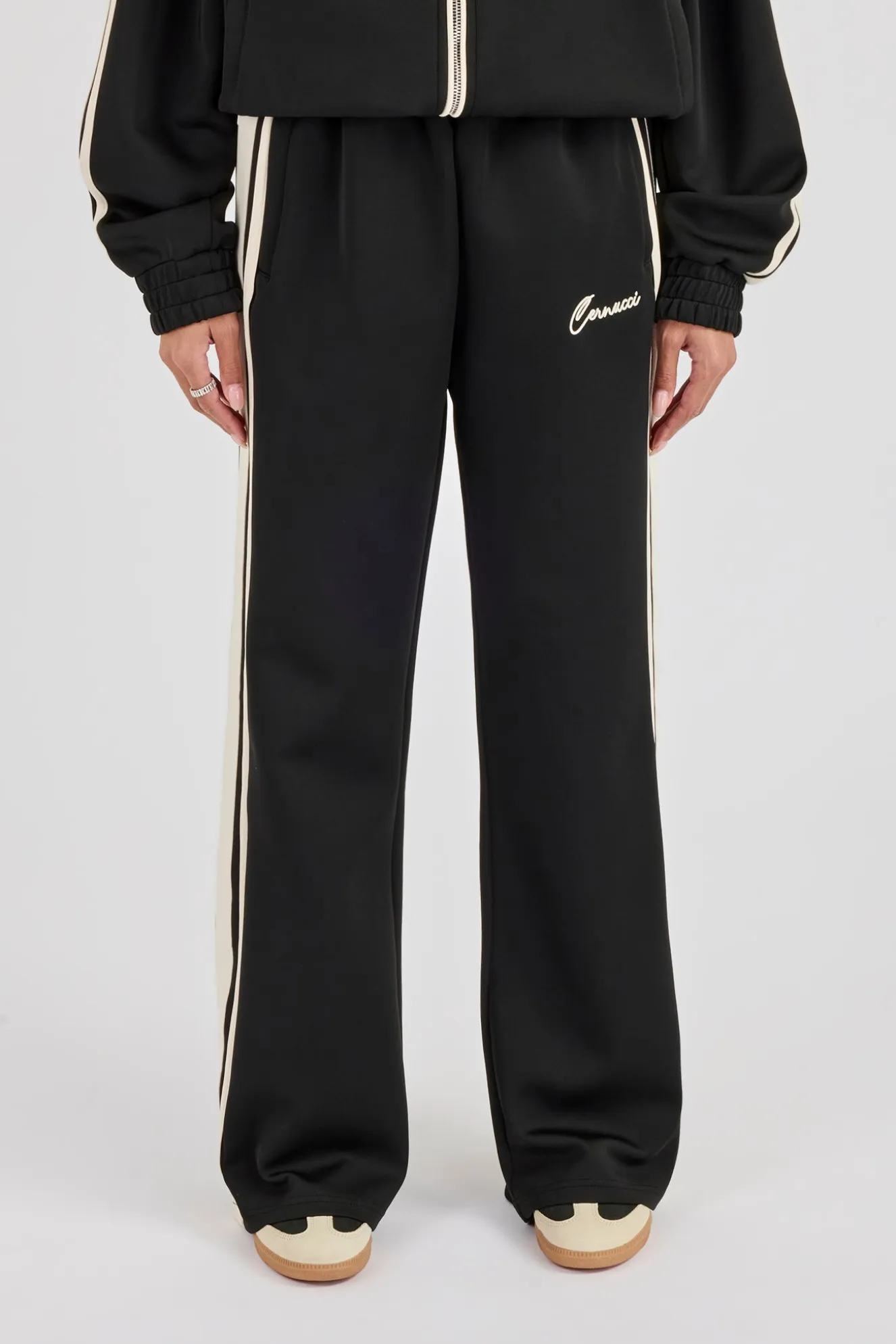 Taping Contrast Waistband Track Pant - Black