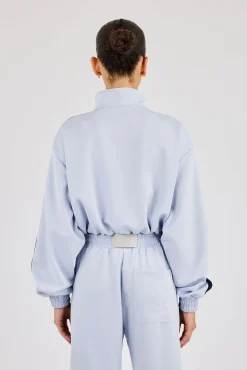 Taping Cropped Funnel Neck Jacket - Light Blue