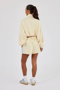 Taping Cropped Funnel Neck Jacket & Taping Short - Butter Yellow