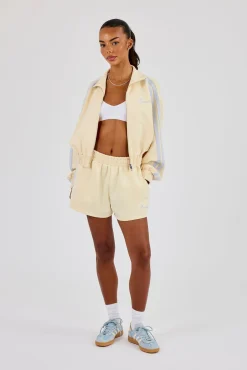 Taping Cropped Funnel Neck Jacket & Taping Short - Butter Yellow