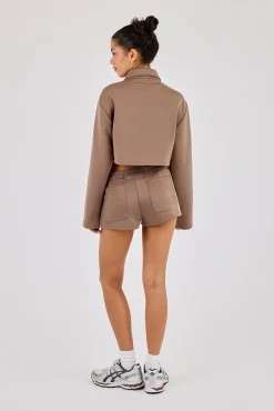 Taping Cropped Harrington Jacket & Micro Short - Taupe