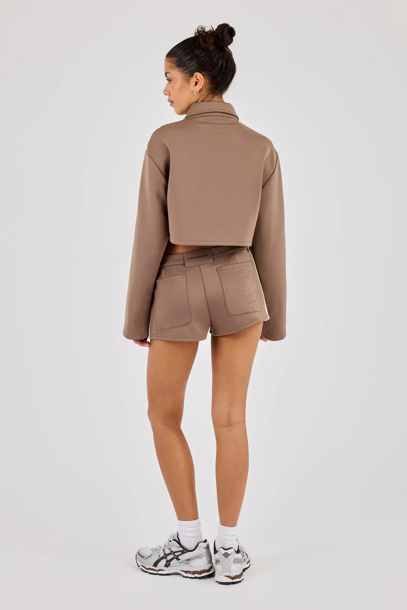 Taping Cropped Harrington Jacket & Micro Short - Taupe