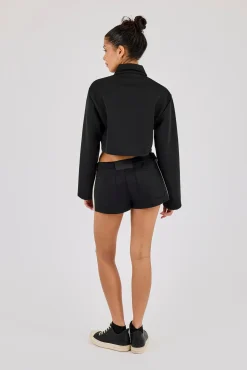 Taping Cropped Harrington Jacket & Micro Short - Black
