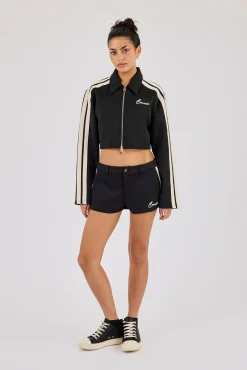 Taping Cropped Harrington Jacket & Micro Short - Black