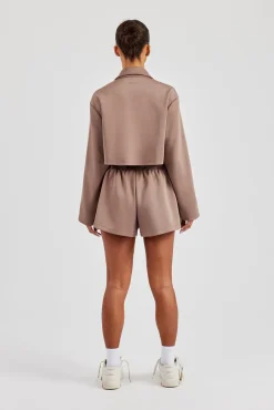 Taping Cropped Harrington Jacket & Short - Taupe