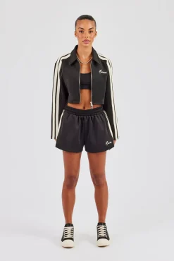 Taping Cropped Harrington Jacket & Taping Short - Black