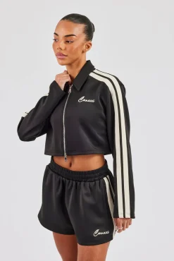 Taping Cropped Harrington Jacket & Taping Short - Black