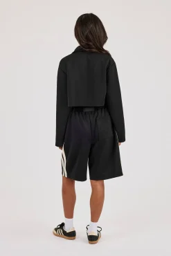 Taping Cropped Harrington Jacket & Jort - Black