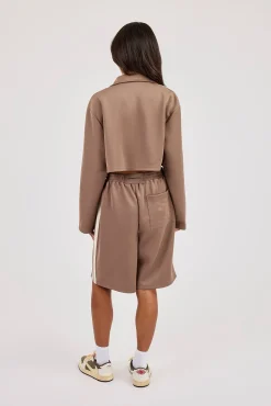 Taping Cropped Harrington Jacket & Jort - Taupe