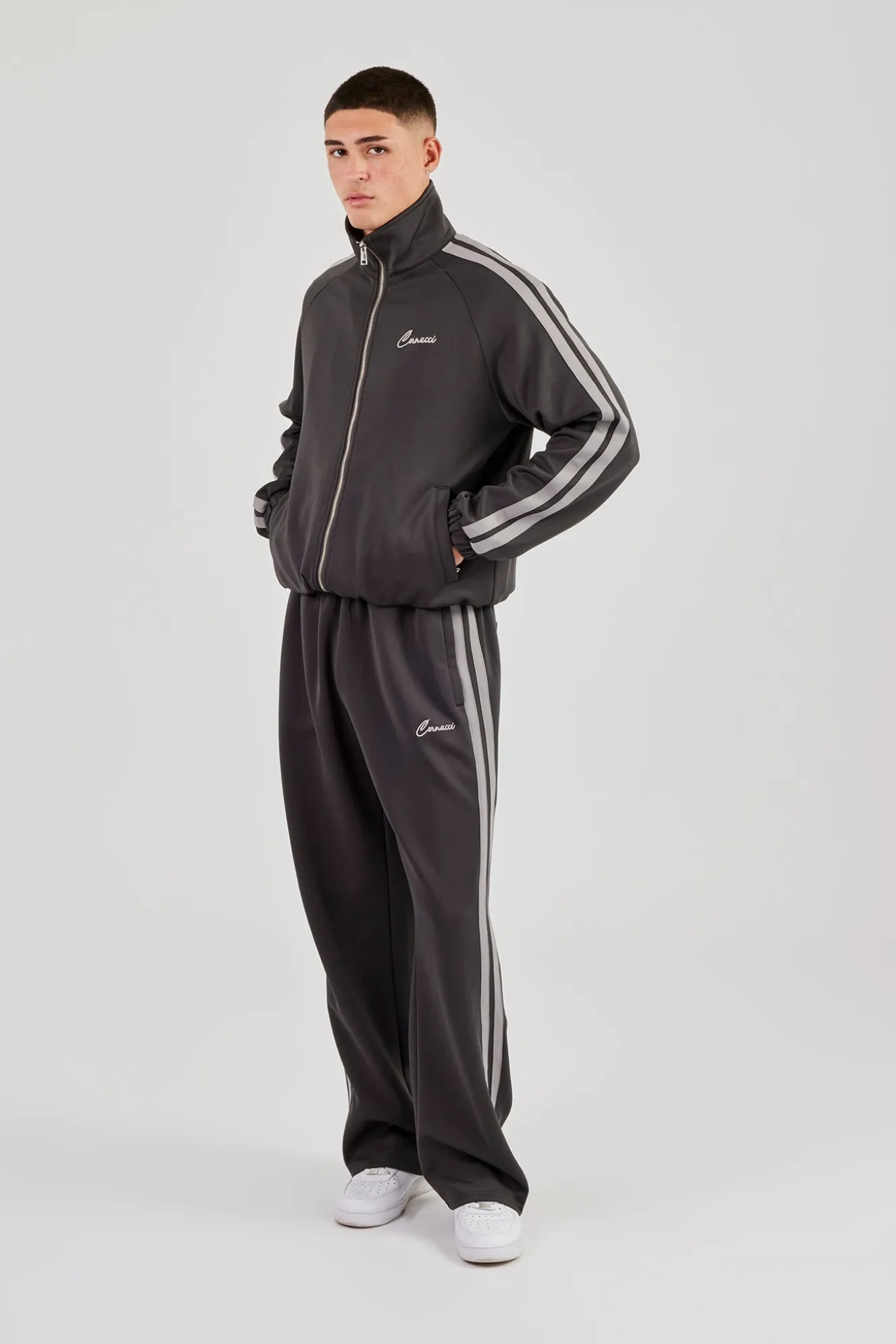 Taping Track Jacket & Relaxed Track Pant - Charcoal