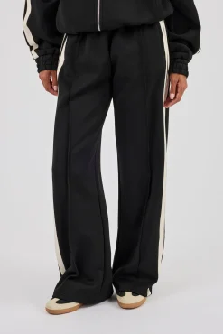 Taping Wide Leg Track Pant - Black