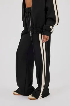 Taping Wide Leg Track Pant - Black
