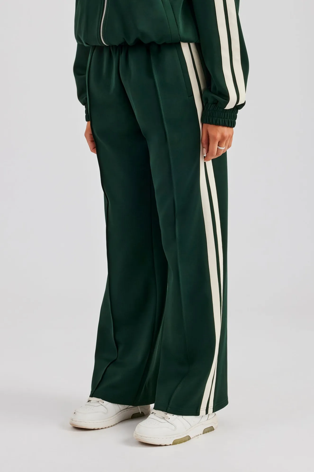 Taping Wide Leg Track Pant - Bottle Green