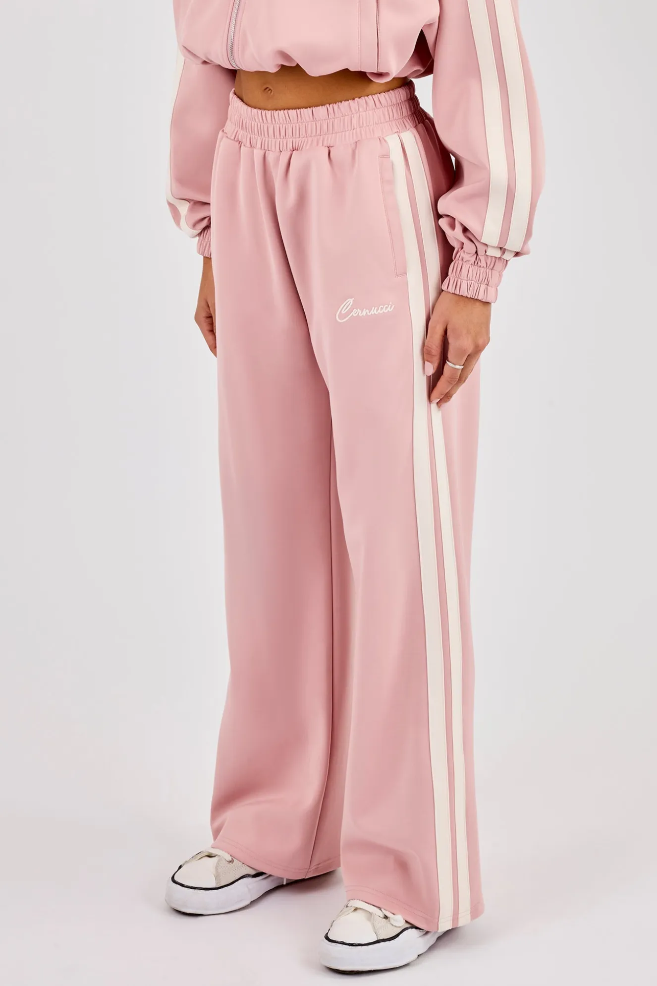 Taping Wide Leg Track Pant - Dusty Pink
