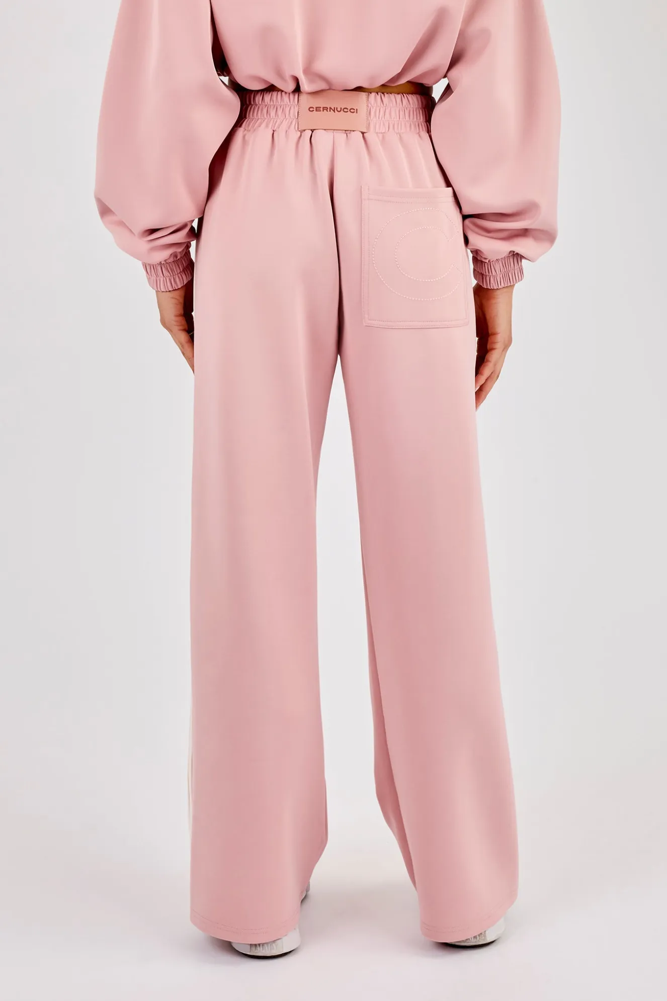 Taping Wide Leg Track Pant - Dusty Pink