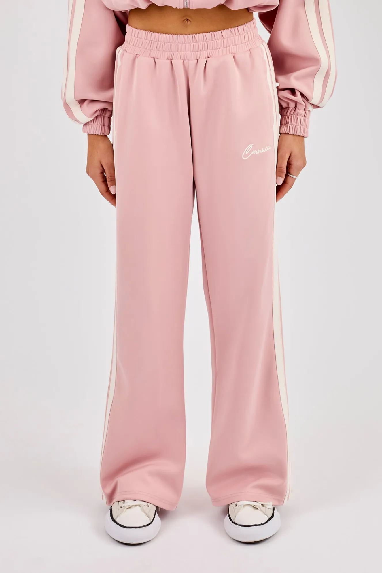 Taping Wide Leg Track Pant - Dusty Pink
