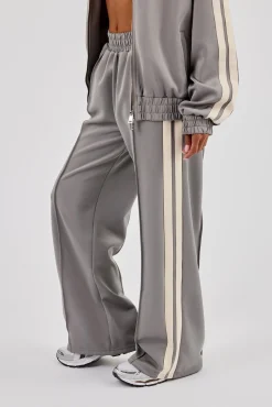 Taping Wide Leg Track Pant - Grey