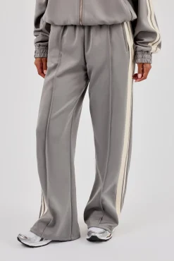 Taping Wide Leg Track Pant - Grey