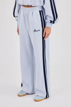 Taping Wide Leg Track Pant - Light Blue