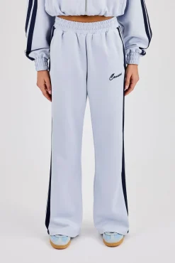 Taping Wide Leg Track Pant - Light Blue
