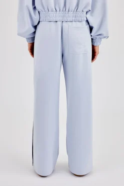 Taping Wide Leg Track Pant - Light Blue