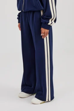 Taping Wide Leg Track Pant - Navy Blue