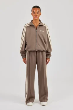 Taping Wide Leg Track Pant - Taupe