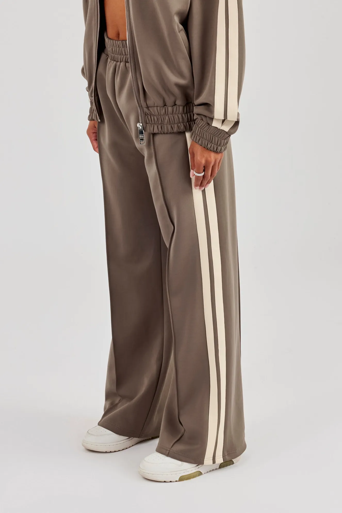 Taping Wide Leg Track Pant - Taupe