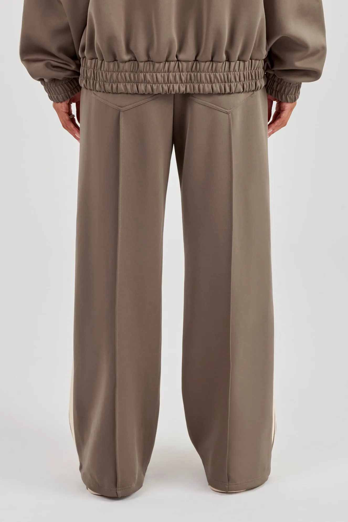 Taping Wide Leg Track Pant - Taupe