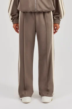 Taping Wide Leg Track Pant - Taupe